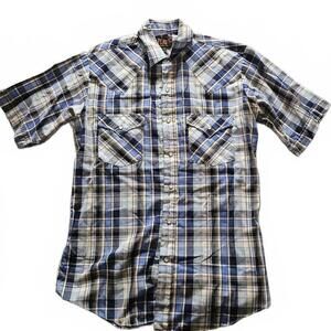 Plains Western Wear Men's Short Sleeve Plaid Shirt Size Small